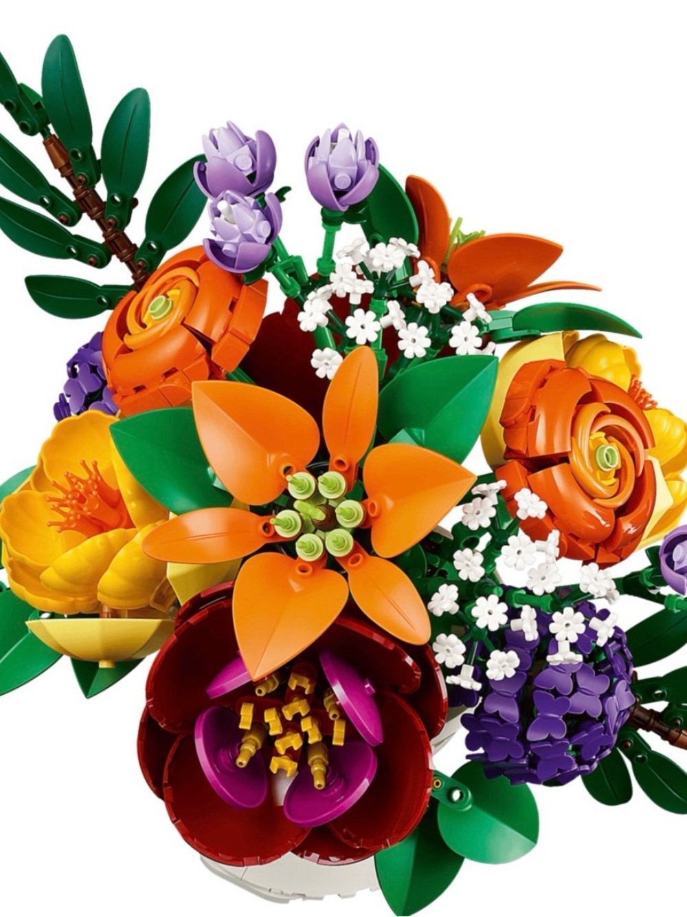 Lego Colorful Floral Bouquet - Orange, Green, Purple, Red, Yellow, White